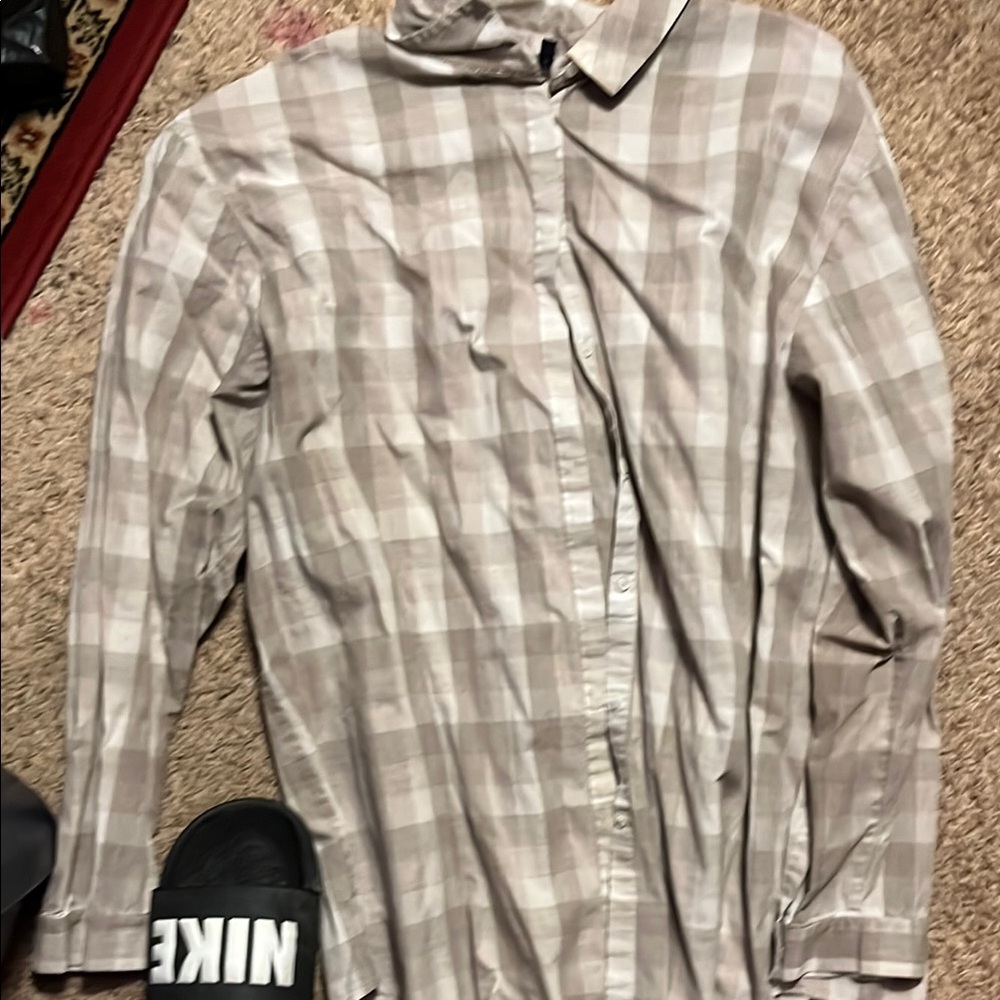 Lafayette 148 New York Beige Plaid Shirt